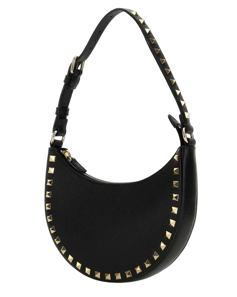 Valentino Garavani Women's Black Leather Rockstud Handbag 0no Borse A Mano Bag Black
