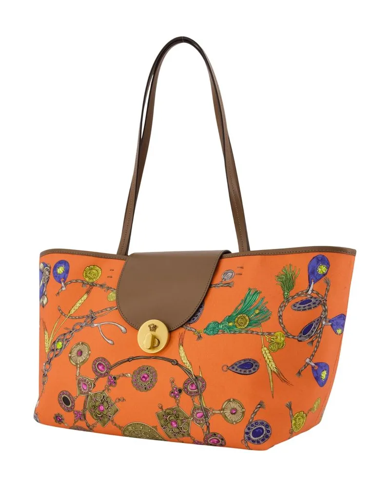 Versace Women's Small St. Broken Jewels Tote Bag -  Cotton Multi Totes-Shopping-Bags Orange