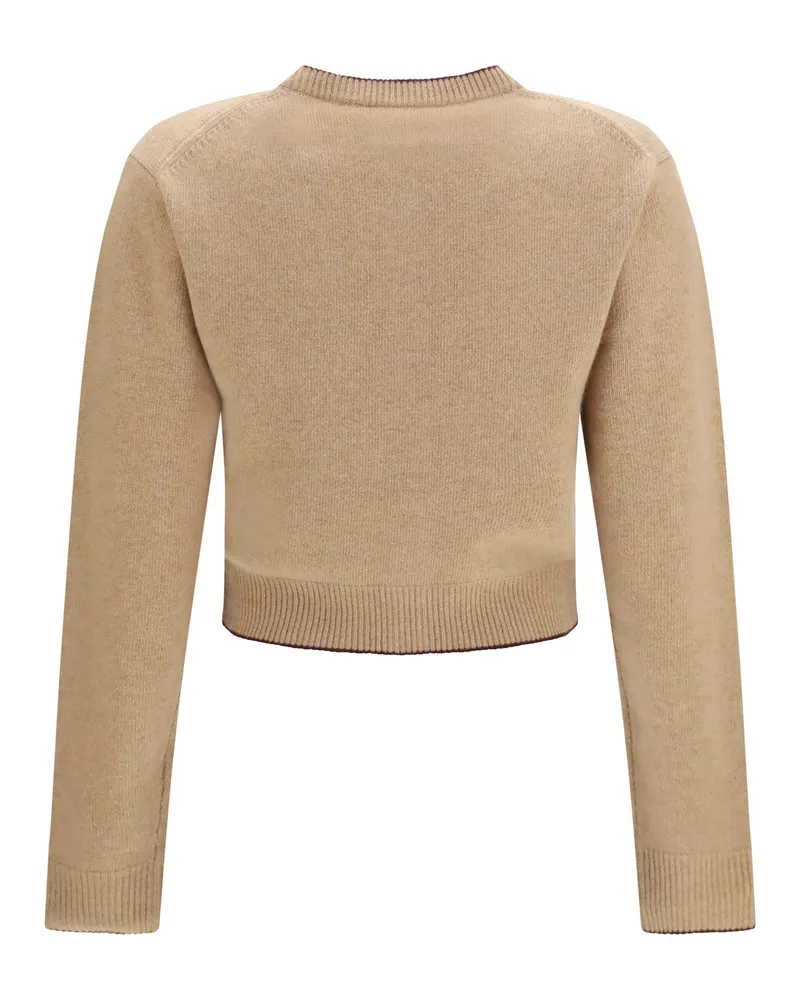 Chloé Women Fitted Logo Cardigan Wool And Cashmere Bleached Brown Sweater Beige