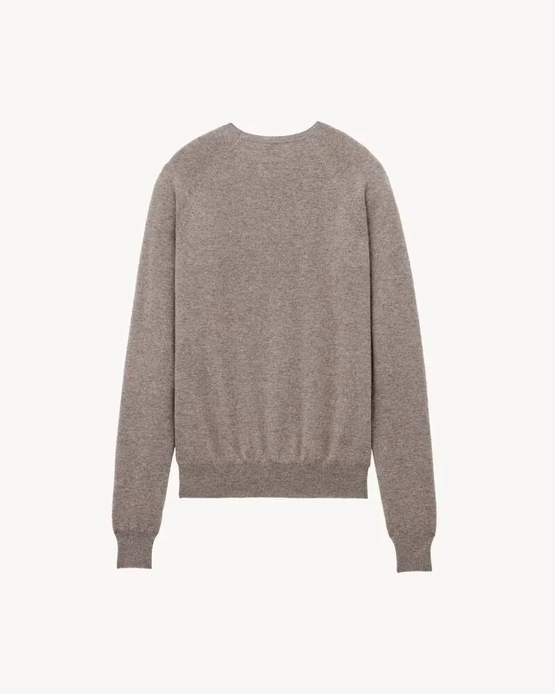 Saint Laurent Crew-Neck Sweater — Taupe Taupe