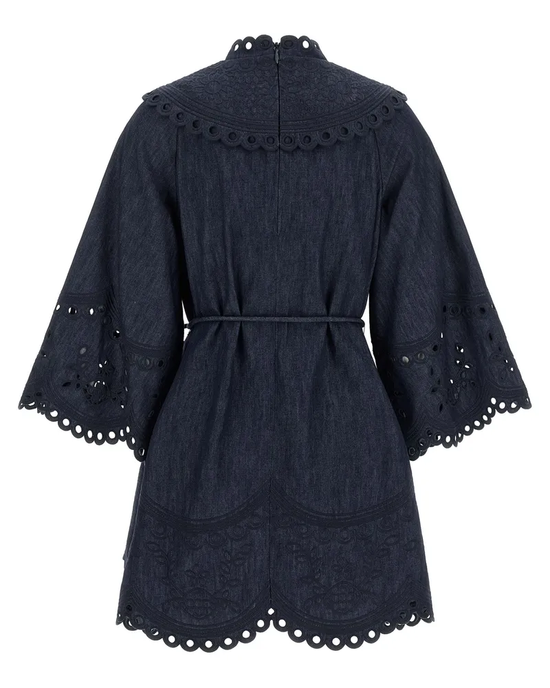 Zimmermann Women's Blue Cotton Short Dress Navy