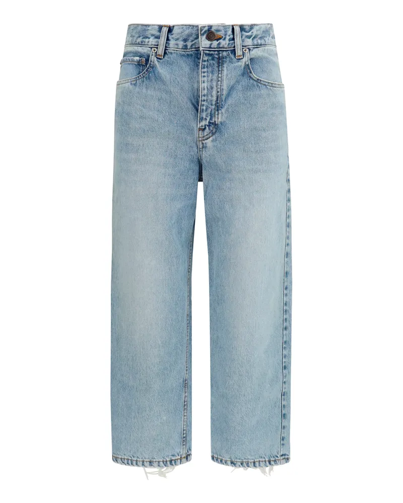 Balenciaga Women's Capri Pants Jackie Bleach Light Blue Cotton Jean Blue