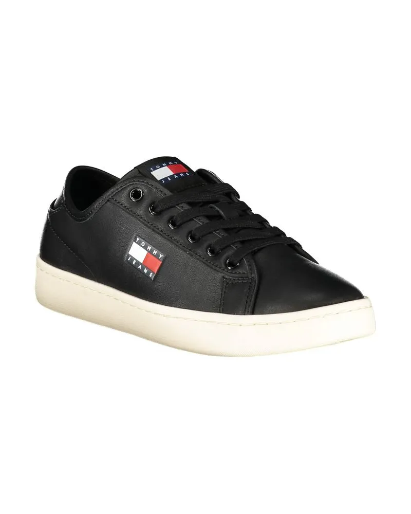 Tommy Hilfiger Leather and Polyurethane Sneaker — Black Black