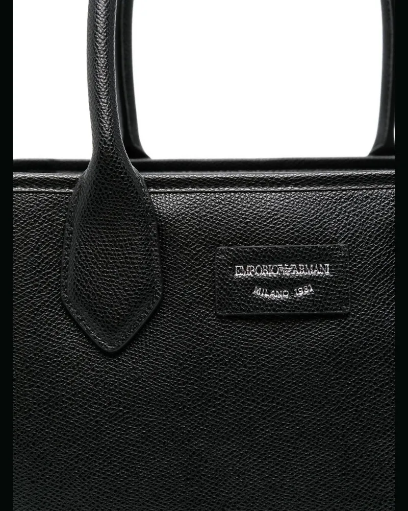 Emporio Armani Palmellato Leather Shoulder Bag — Black Black