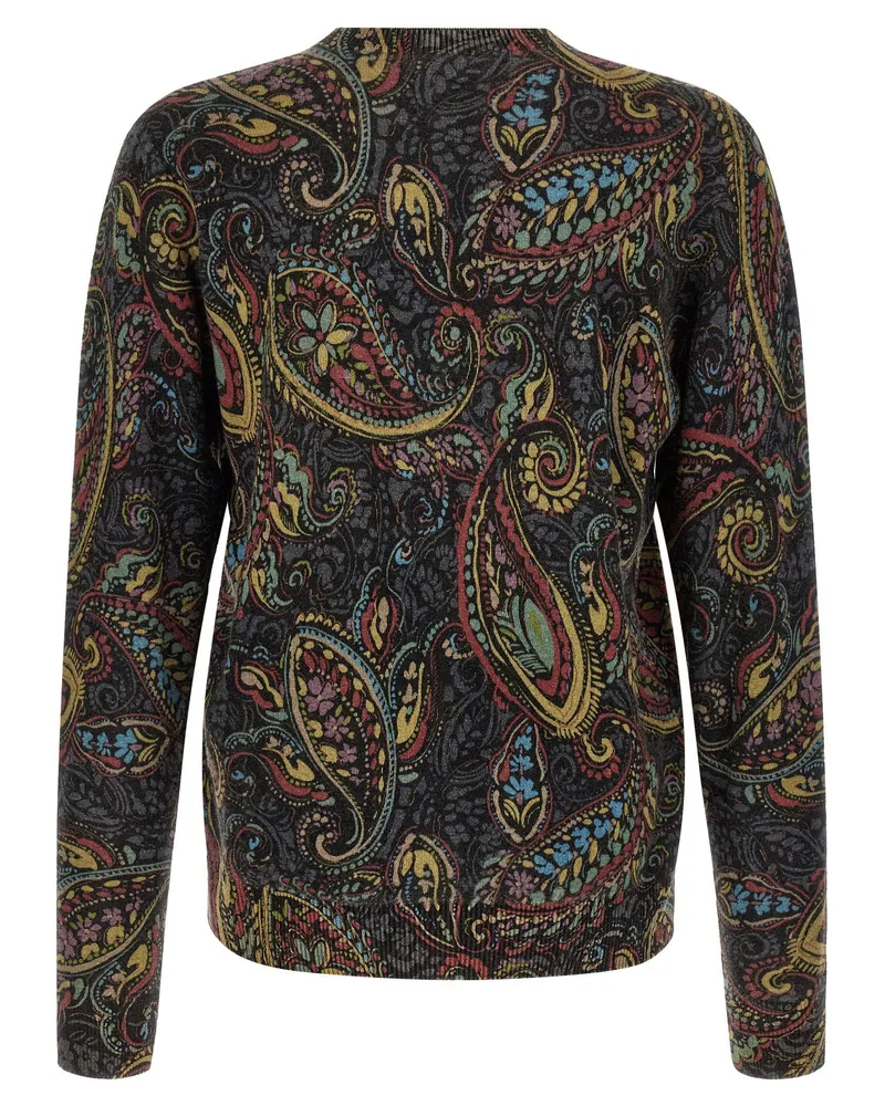 Etro Paisley-Jacquard Wool Sweater — Charcoal Charcoal