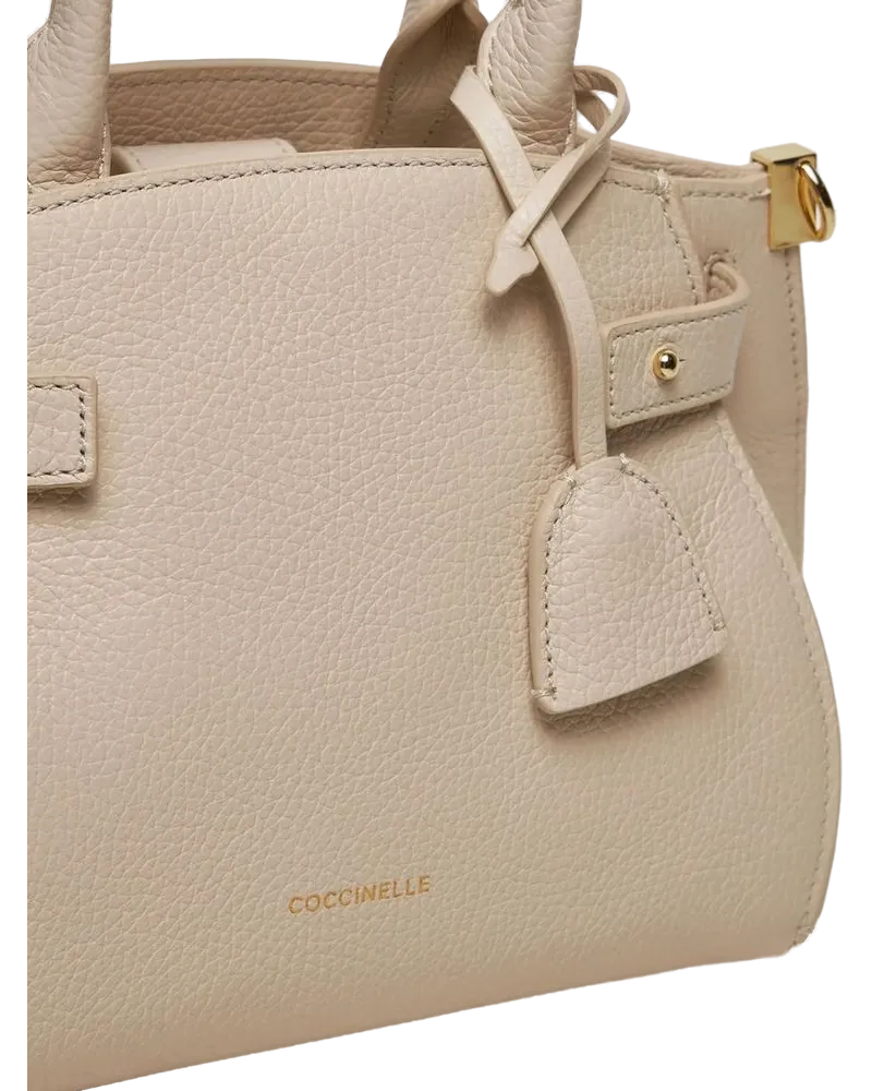 Coccinelle Women's Handbag Lambskin White Cow Leather Bags - Handbags Beige