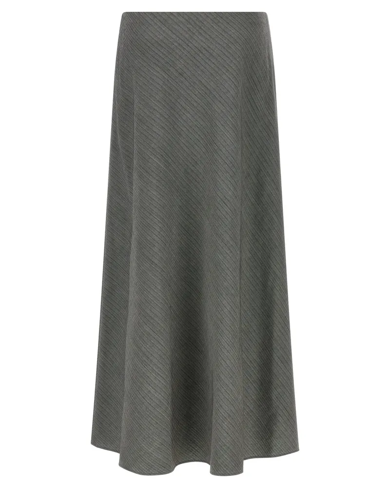 Alberta Ferretti Chevron Virgin Wool Skirt — gray Gray