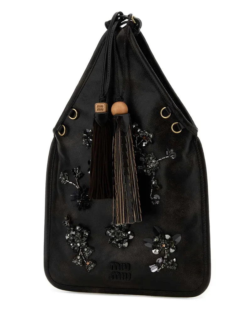 Miu Miu Women's Black Nappa Leather Handbag Caffe Borse A Mano Bag Black