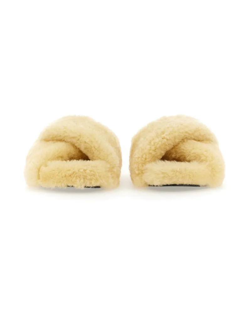 Jil Sander Shearling Sandal — Powder Powder
