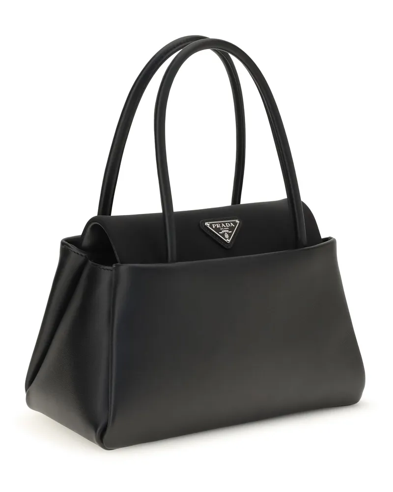 Prada Women's Top Handle Bag With Triangle Logo Nero Calf Leather Bos Taurus Handbags Hand Black