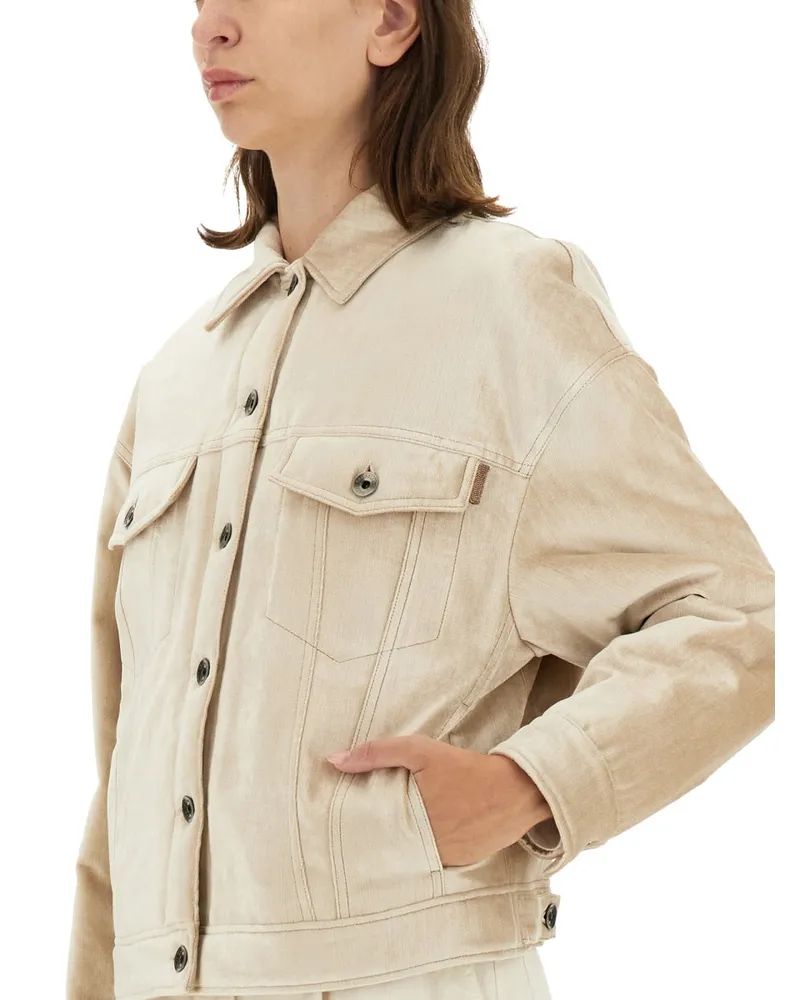 Brunello Cucinelli Quilted Cotton-Viscose Jacket — Beige Beige
