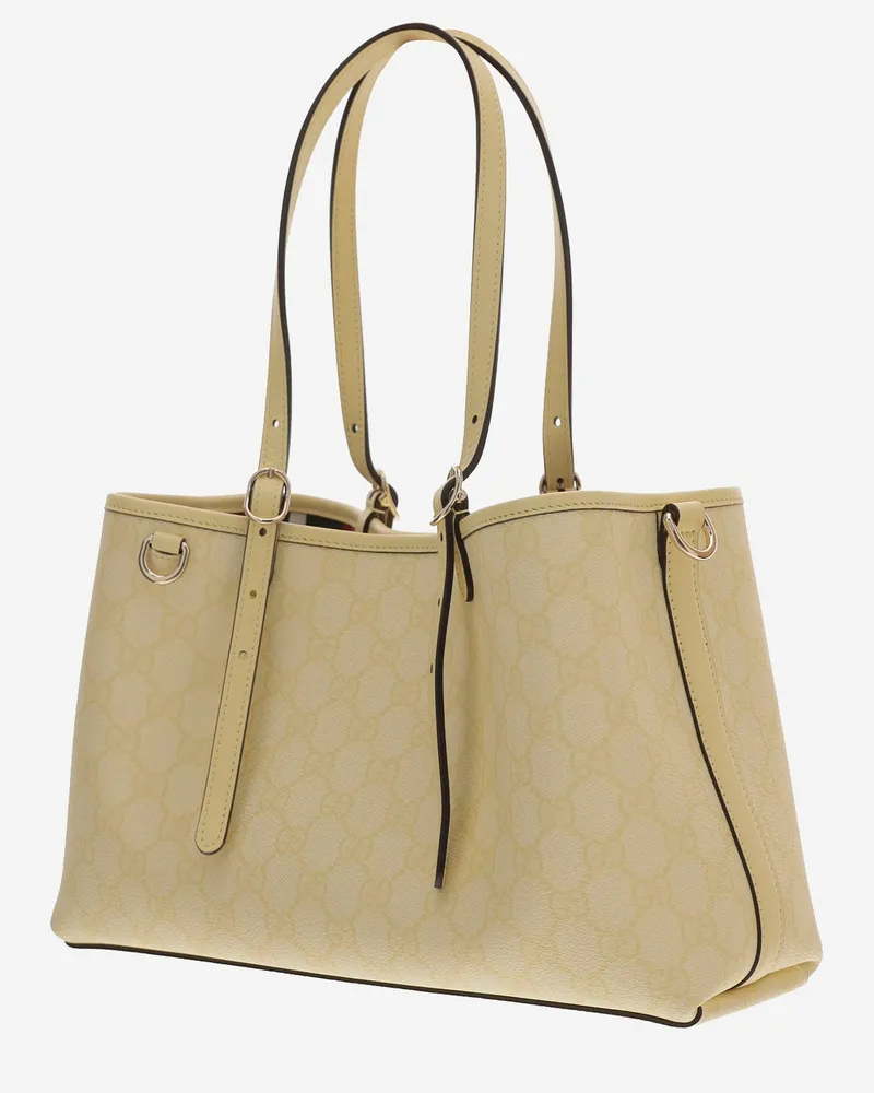 Gucci Women's Gg Emblem Shopping Bag Yellow Leather Handbags Hand Yellow