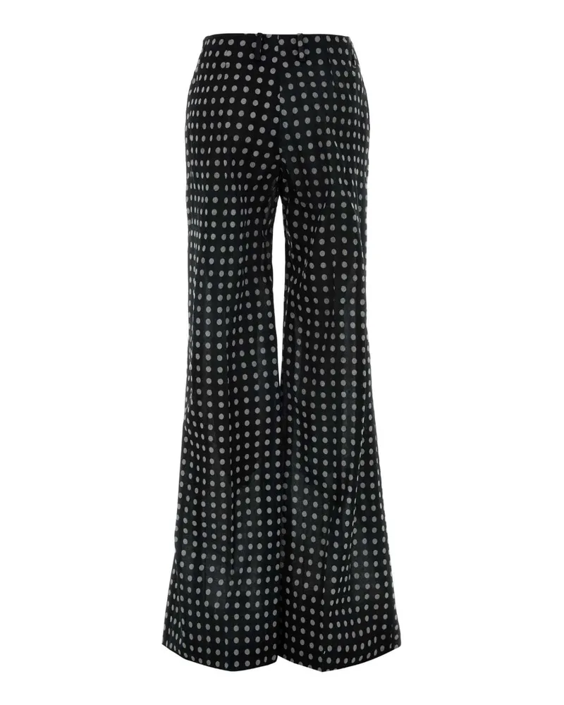 Ermanno Scervino Women's Printed Organza Pant Bianconero Exterior: Silk Pantaloni Trousers Black
