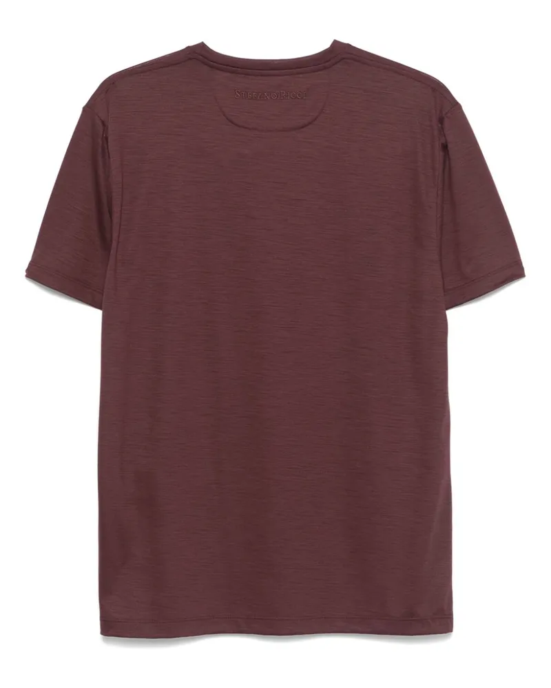 Stefano Ricci Women's Logo-Embroidered T-Shirt Aw24 M Burgundy