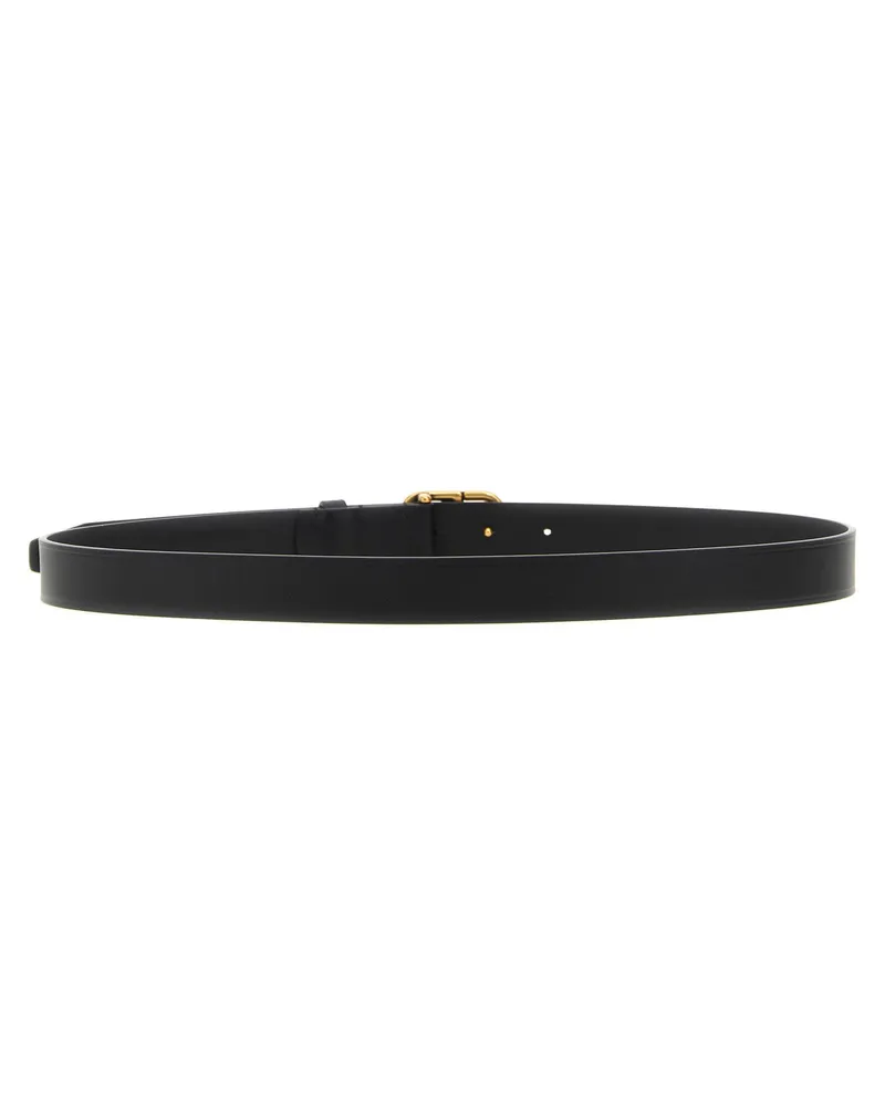 Balenciaga Leather with Logo Buckle Belt — Black Black