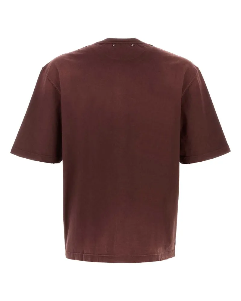 Golden Goose Men's Logo-Embroidered Cotton T-Shirt Burgundy Burgundy