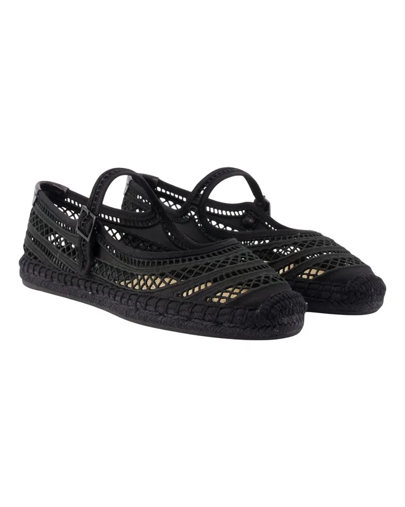 Tory Burch Women's Open Weave Espadrilles -  Viscose Black Shoes Flat-Shoes Black