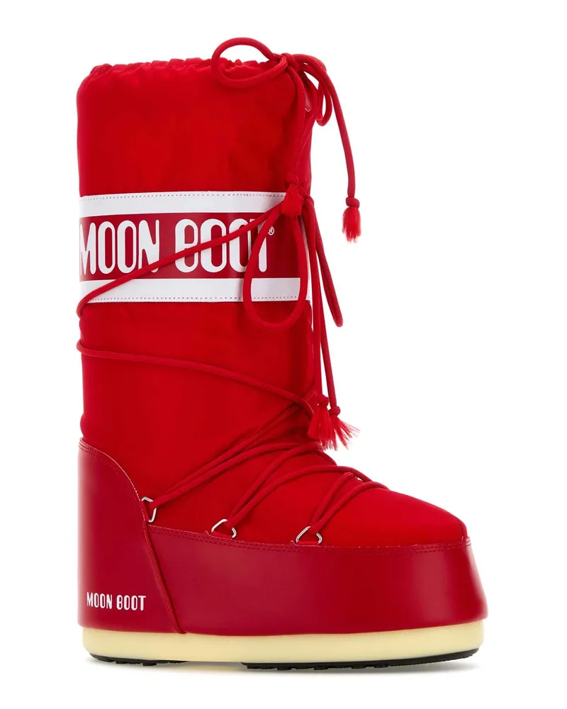 Moon Boot Unisex Red Nylon And Synthetic Leather Icon Boots Stivali Red