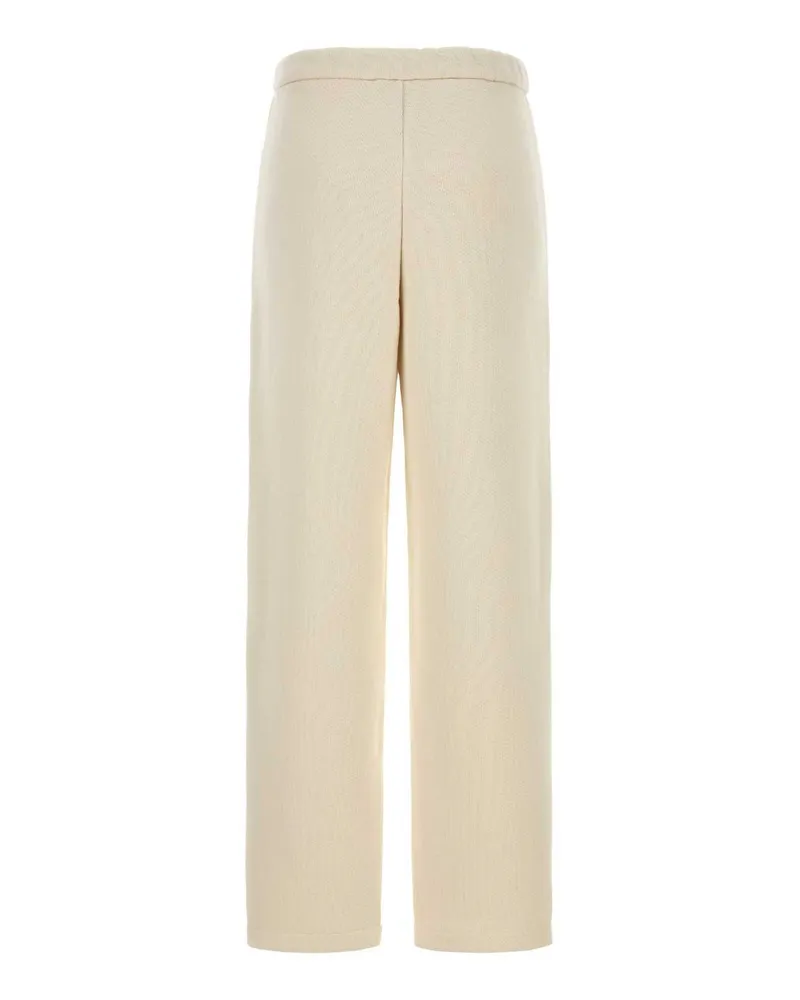 Max Mara Women Ivory Cotton Blend Wide-Leg Dente Pant Avorio Exterior: Polyester Pantaloni Trousers Beige