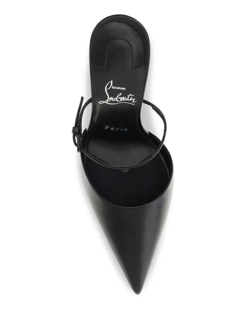 Christian Louboutin Women's Leather Mules Milena Black Calf Pumps High Heel Shoes 
