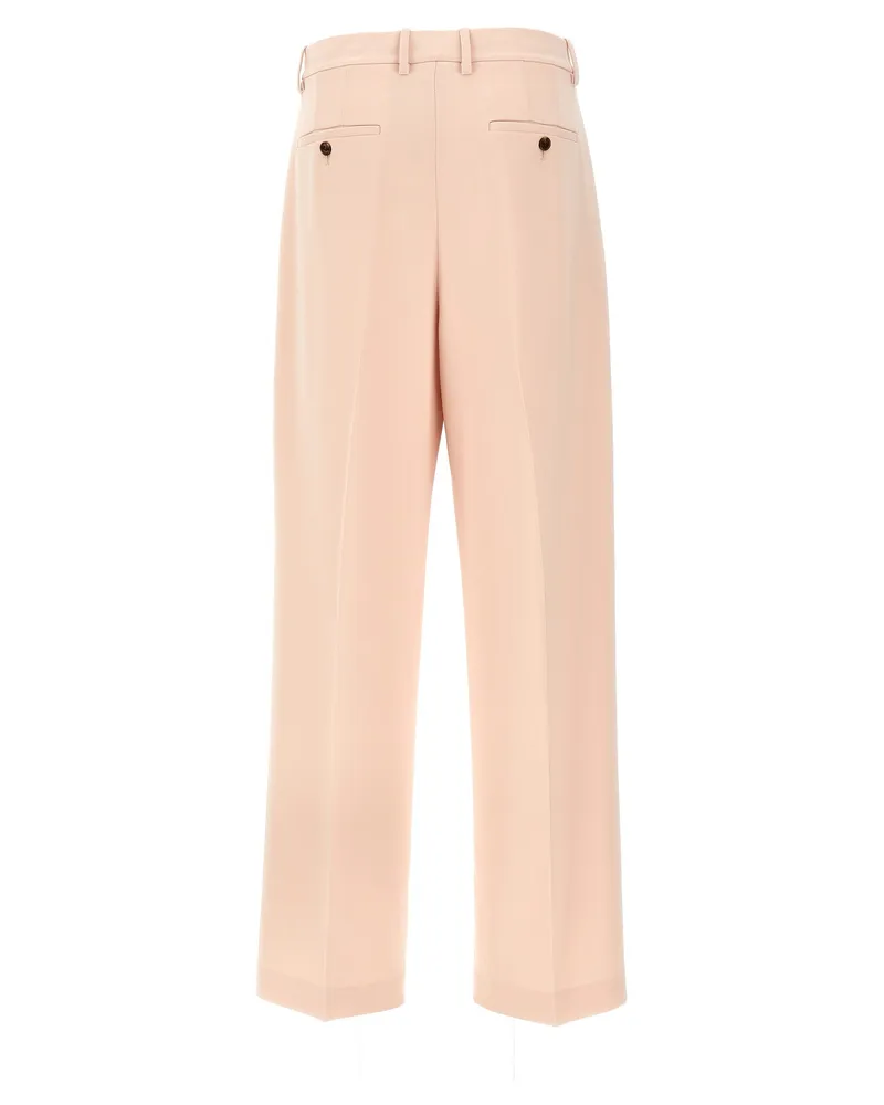 Theory High-Waist Straight-Leg Trousers — Beige Beige
