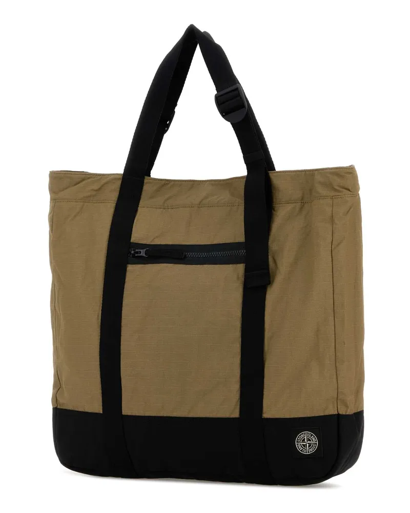 Stone Island Men's Khaki Canvas Shopping Bag Militarygreen Borse A Mano Beige