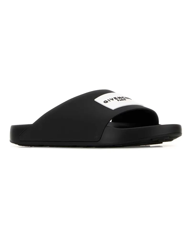 Givenchy Men's Black Rubber Label Slippers Flat Shoes Black