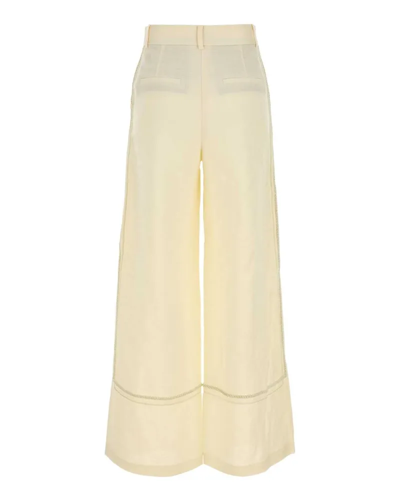 camilla and marc Women's Cream Linen Blend Fortuna Wide-Leg Pant Lemon Exterior: Viscose Pantaloni Yellow