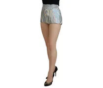 Women Silver Holographic High Waist Hot Pants Shorts Thermoplastic Polyurethane