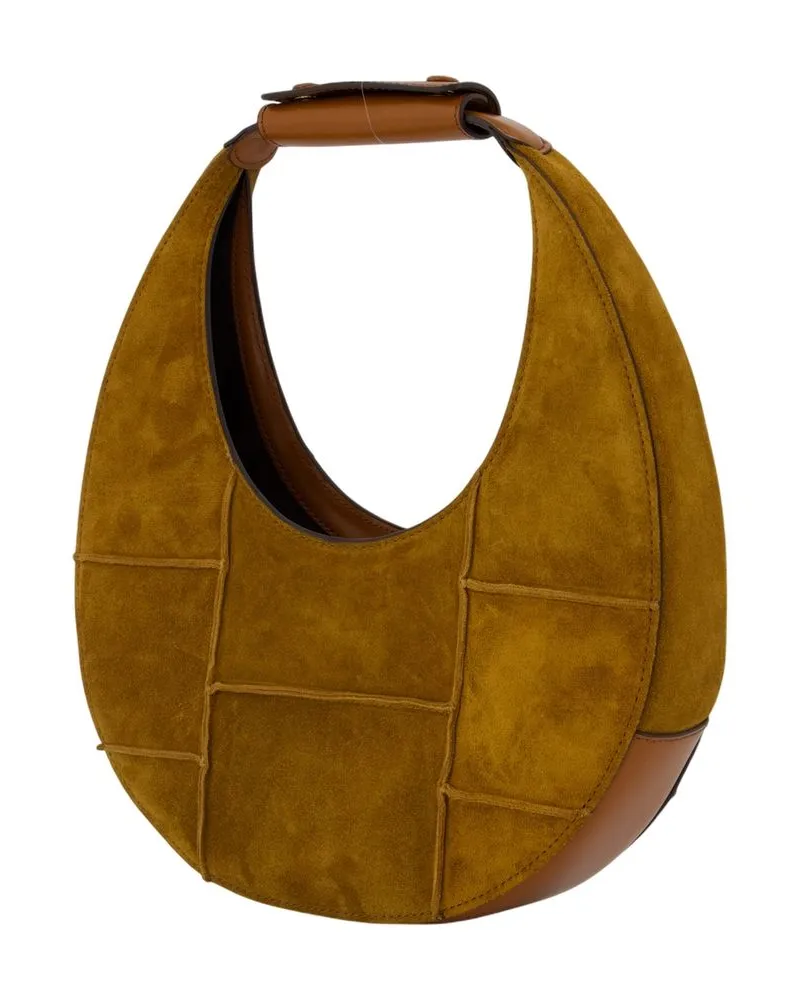 STAUD Women's Moon Bag -  Leather Brown Calfskin Handbags-Purses Brown