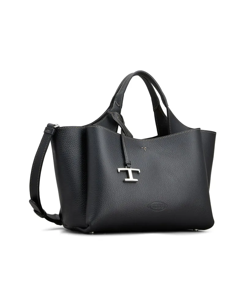 TOD'S Grained Leather Tote Bag — Black Black