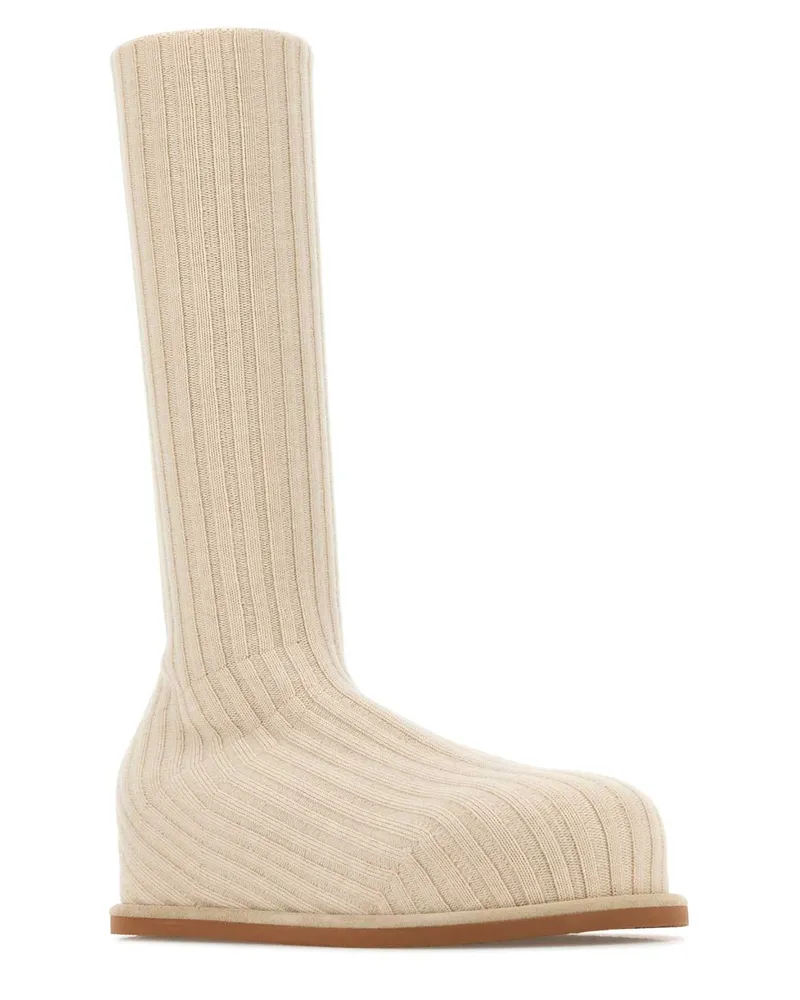 Amina Muaddi Women's Stretch Boot Beige Fabric Beige