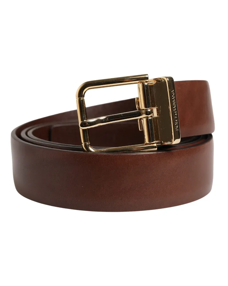 Dolce & Gabbana Calf Leather Belt — Brown Brown