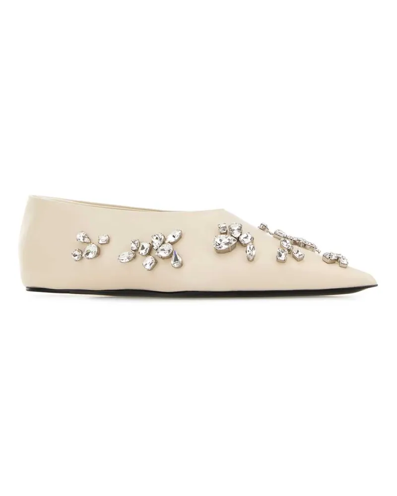 Jil Sander Women's Ivory Leather Ballerinas Eggshell Ballerine Flat Shoes Beige
