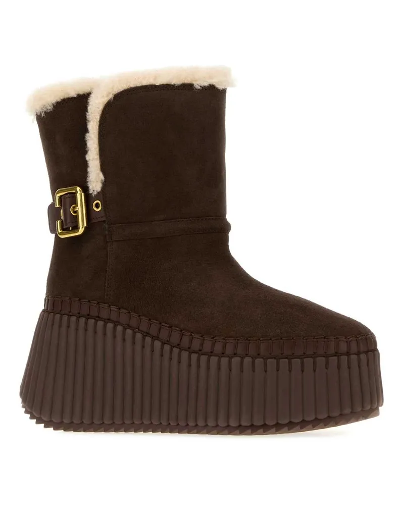 Chloé Shearling-Lined Boot — Brown Brown