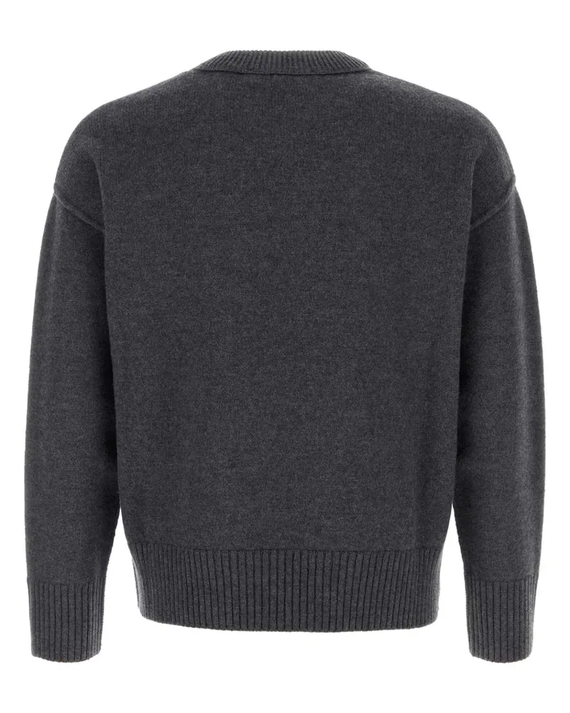 AMI Paris Heathergreyred Exterior: Virgin Wool Maglie Sweater Gray