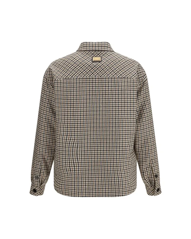 Dolce & Gabbana Quilted Houndstooth Wool Jacket — Brown 
