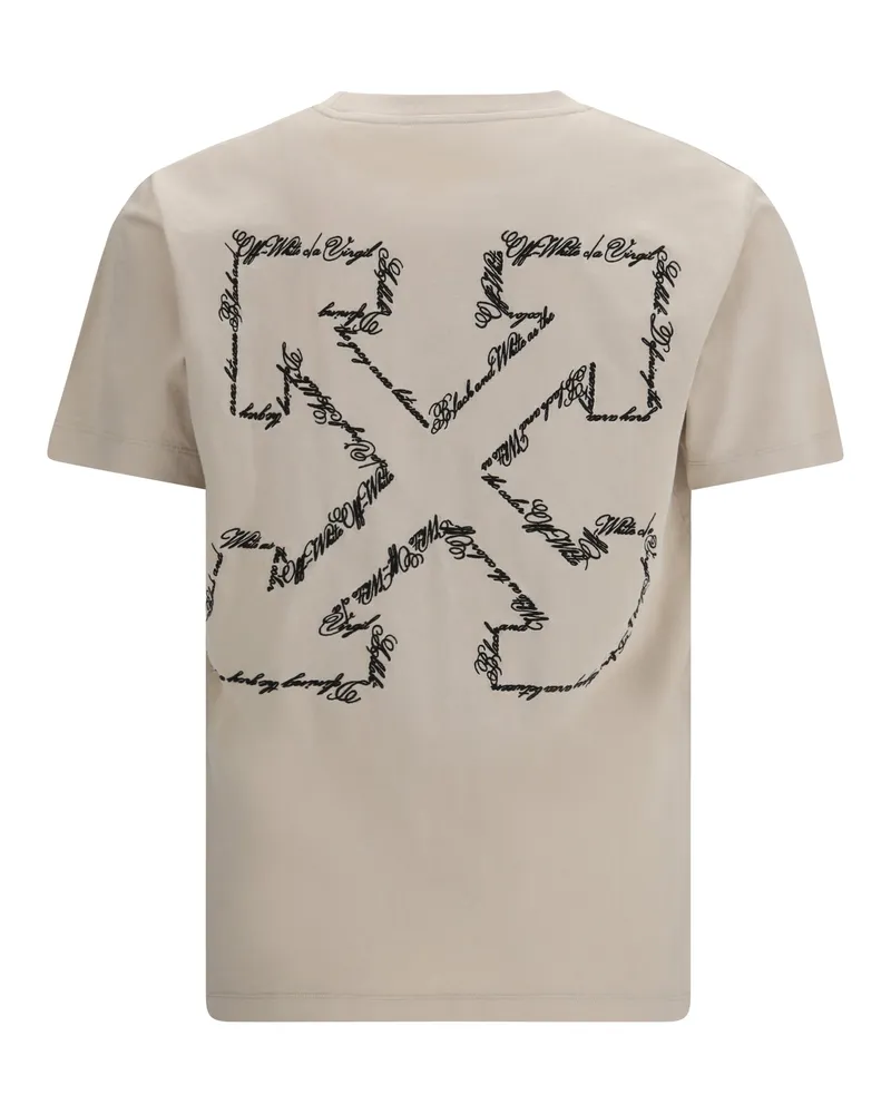 OFF-WHITE Men's Script Arrow T-Shirt Pumice Stone Cotton T-Shirts And Polos Beige