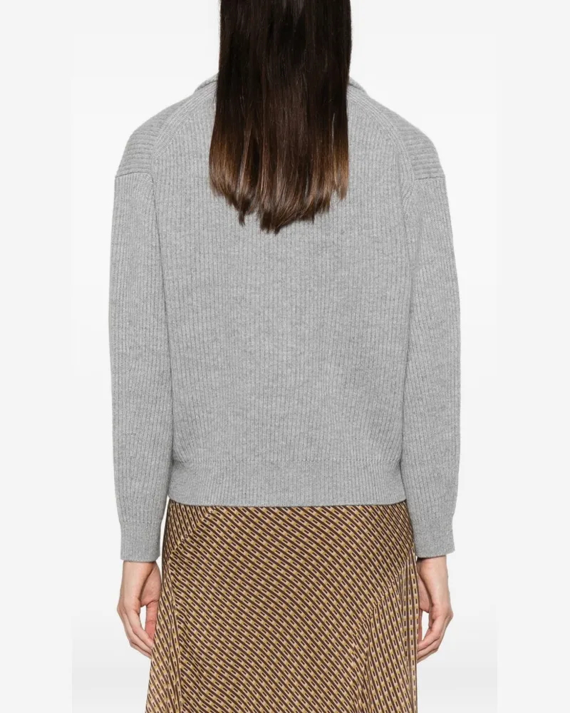 forte_forte Ribbed Cashmere-Blend Cardigan — Grey Grey