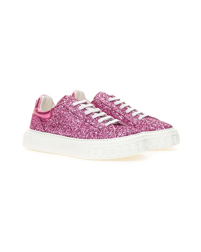 Casadei Women's Fuchsia Fabric And Leather Low Top Sneakers Pink