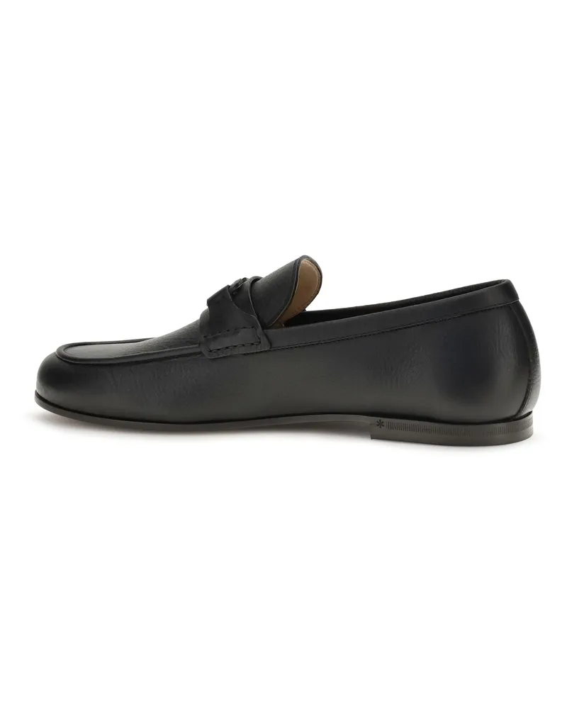 Valentino Garavani Men's Loafers Vlogo Signature Black Leather Deer Black