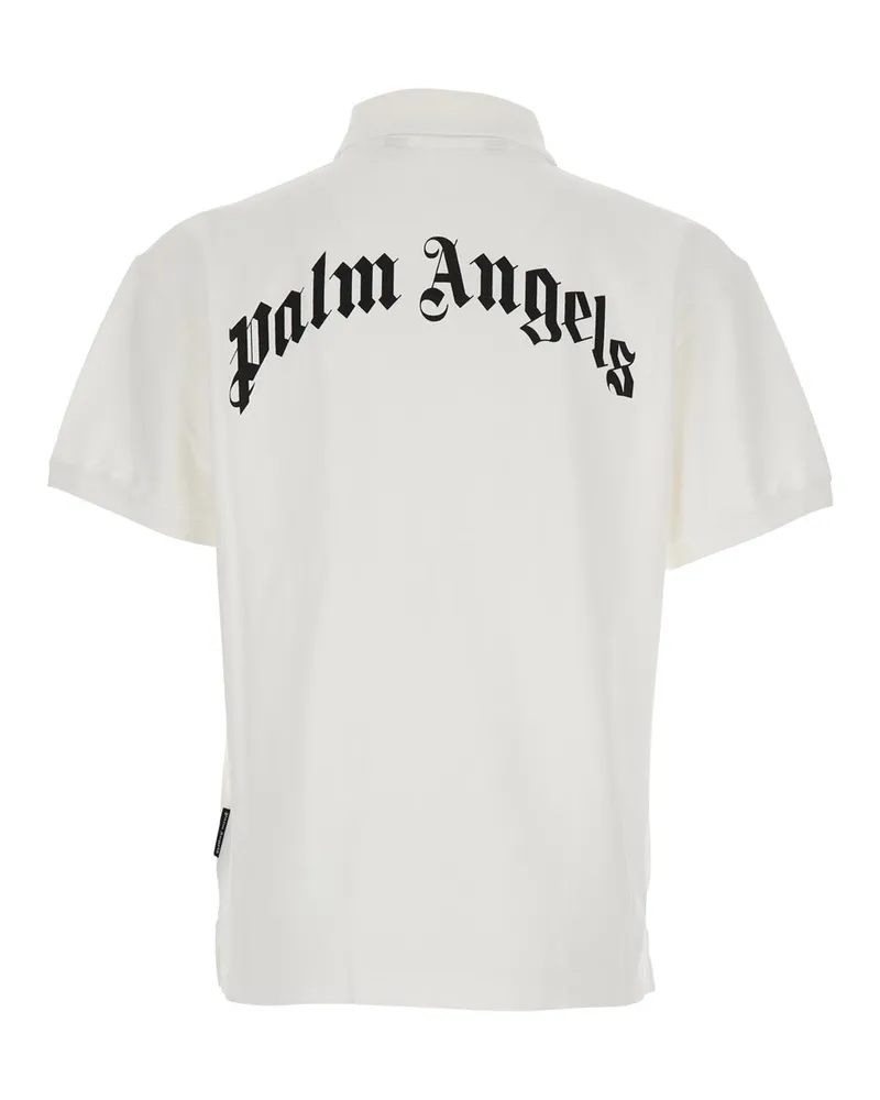 Palm Angels Men's White Polo Shirt With Logo Detail Cotton T-Shirts And Polos White