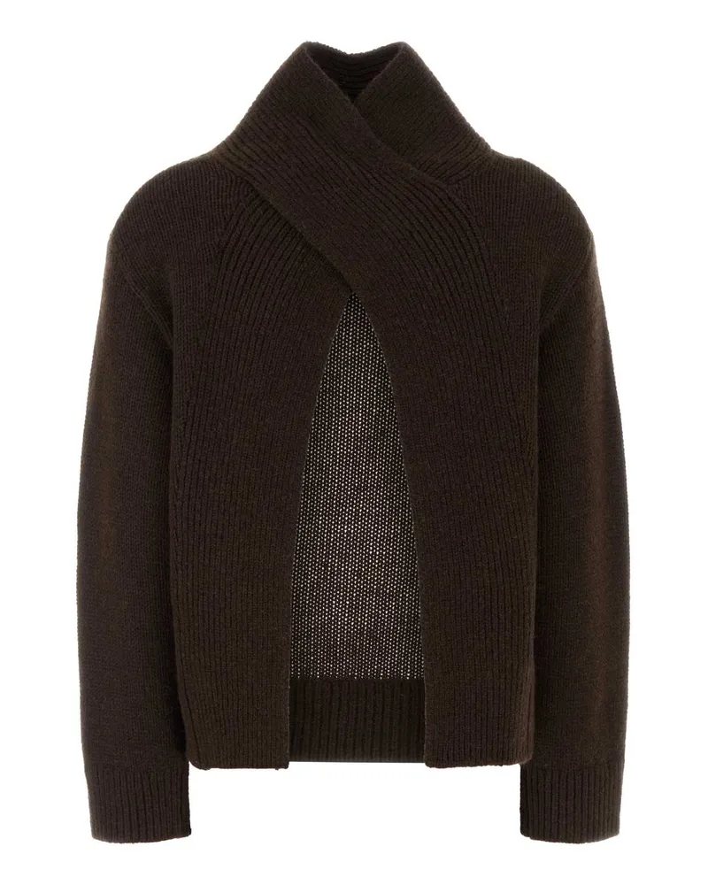 Ganni Women's Brown Wool And Yak Sweater Shavedchocolate Exterior: Maglieria Brown