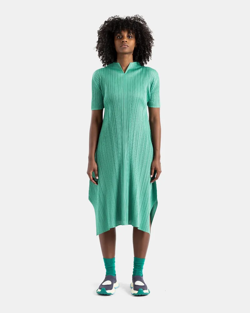Issey Miyake Women's Monthly Colors Pleated Midi Dress Green Green