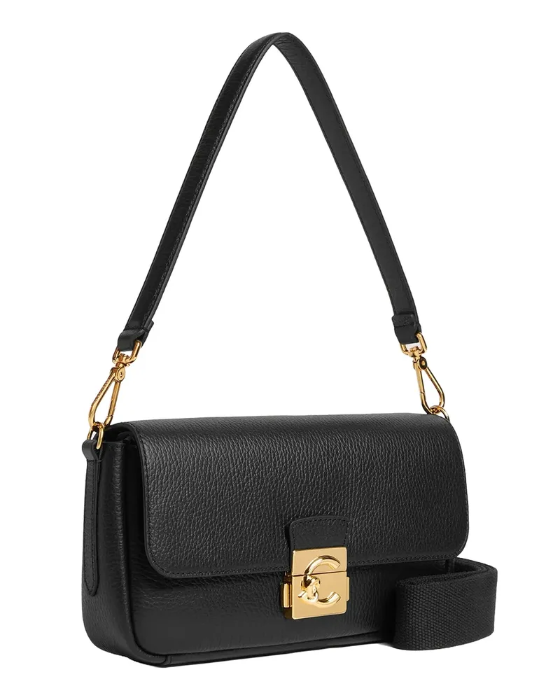 Coccinelle Women's Shoulder Bag C-Me Lock Grainy Leather Black Bovine Black
