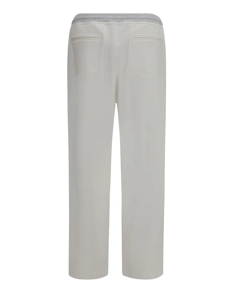 Brunello Cucinelli Men's Cotton Pants Off White+perla Cotton; Elastane Trousers White
