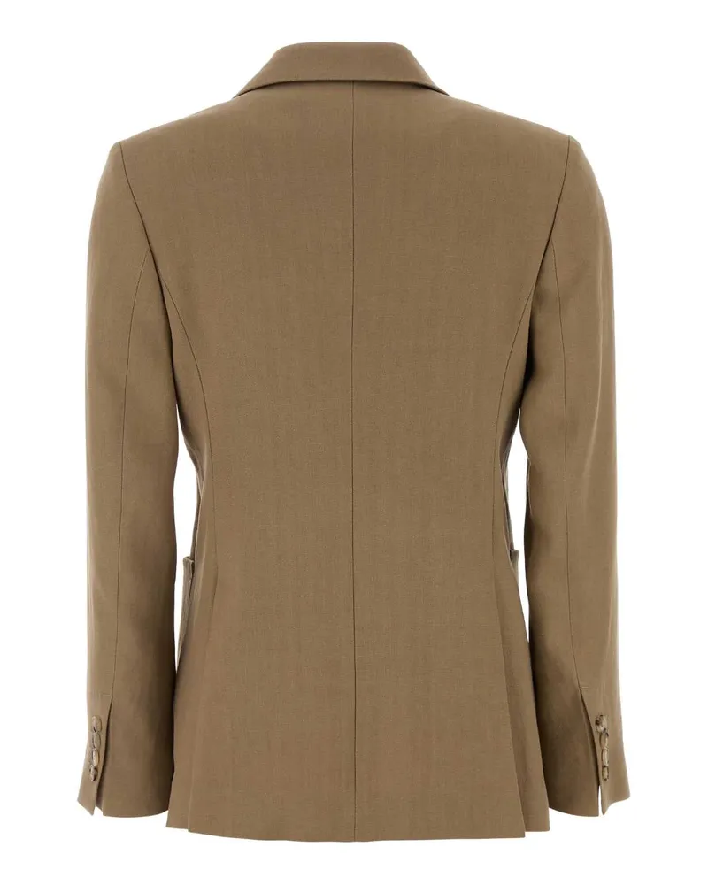 Max Mara Double-Breasted Hemp Blazer — Beige Beige