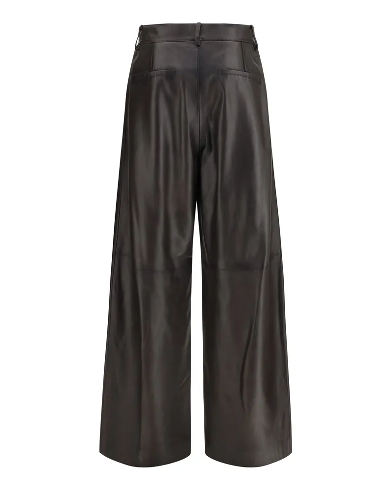 P.A.R.O.S.H. Women Leather Pants Testa Di Moro Trousers Brown
