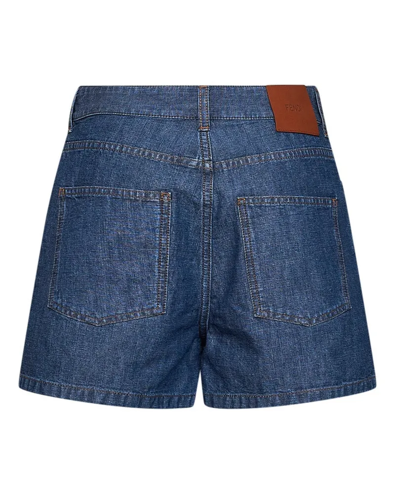 Fendi Women's Shorts Cotton Chambray Navy Blue Blue