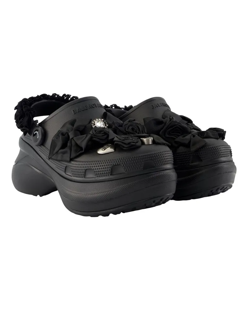 Balenciaga Women's Crocs Mules -  Synthetic Black Shoes Flat-Shoes Black